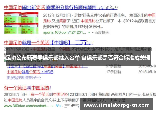 足协公布新赛季俱乐部准入名单 各俱乐部是否符合标准成关键 足协公布新赛季俱乐部准入名单 各俱乐部是否符合标准成关键