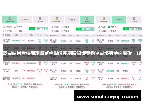 欧冠两回合将启策略赛程提醒冲刺阶段谁更稳争冠形势全面解析一线 欧冠两回合将启策略赛程提醒冲刺阶段谁更稳争冠形势全面解析一线