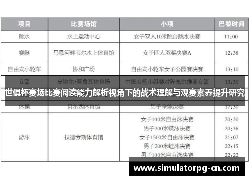 世俱杯赛场比赛阅读能力解析视角下的战术理解与观赛素养提升研究